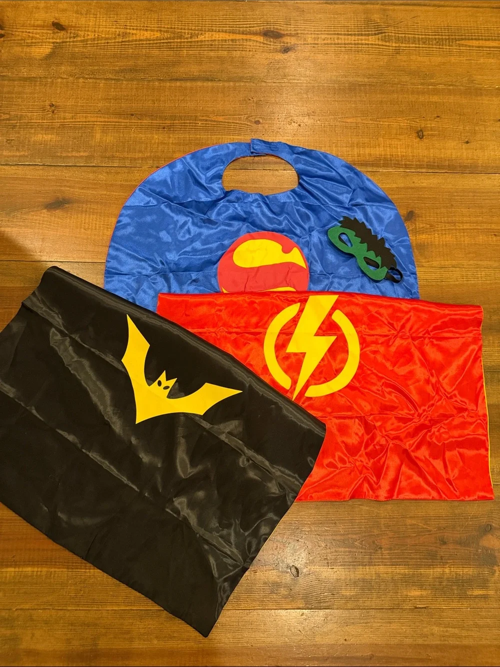 3-Pack Kids Superhero Cape Set - Blue, Red & Black